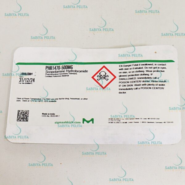 batch_IMG_0140 Scopolamine (HBR) Hydrobromide, Pharmaceutical Secondary Standard Sigma-Aldrich PHR1470-500MG
