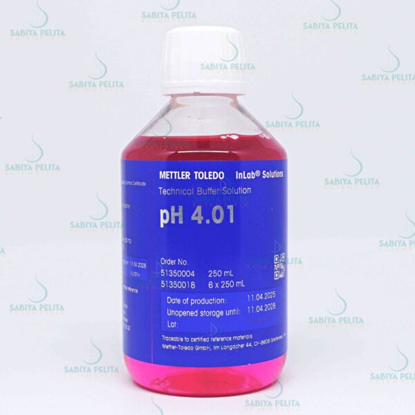 Certified buffer pH 4.01 250mL Bottle, Mettler Toledo 51350032-250ML