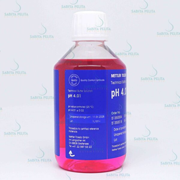Certified buffer pH 4.01 250mL Bottle, Mettler Toledo 51350032-250ML